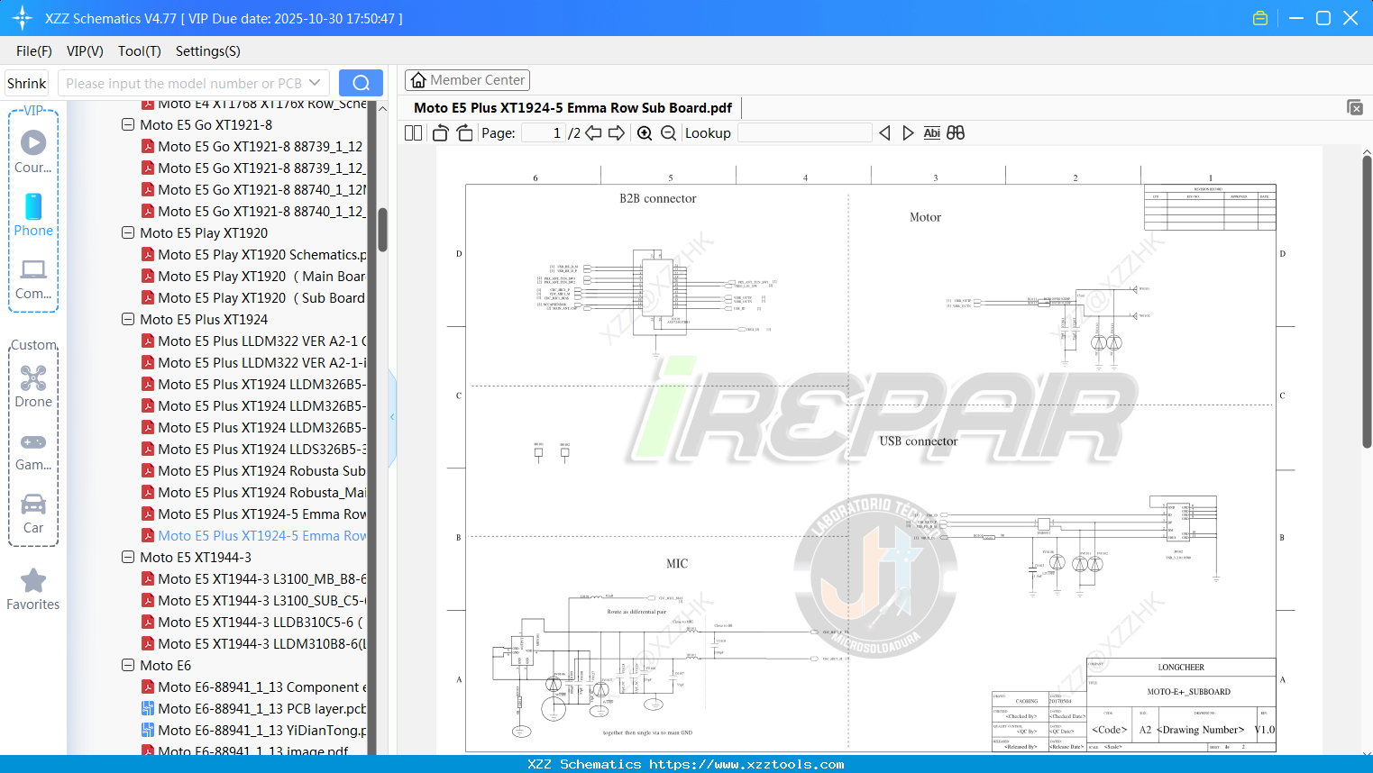 Motorola Moto E5 Plus XT1924-5 Emma Row Sub Board